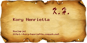 Kory Henrietta névjegykártya